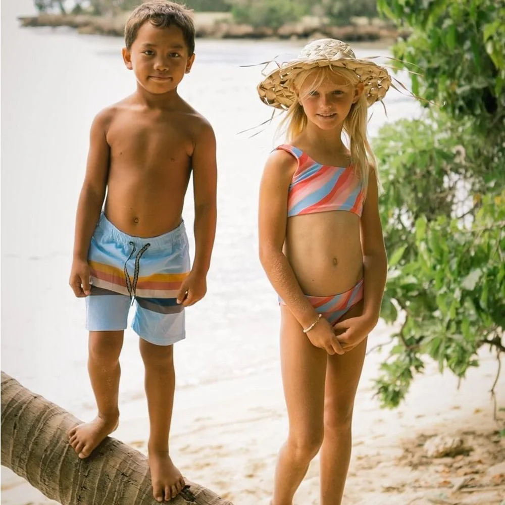 Feather 4 Arrow Swim Trunks Bathing Suit Vintage Stripe Aloha Nights Kids 2t boy